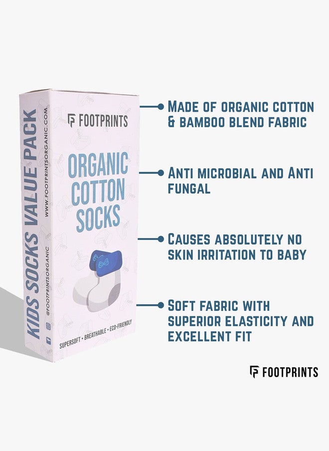 FOOTPRINTS Kids Pack Of 5 Striped Organic Cotton Anti Odour Ankle Length Socks - Image 5